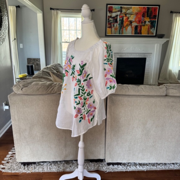 Sundance Vallejo Embroidered Top NWT in White Medium - Picture 4 of 10